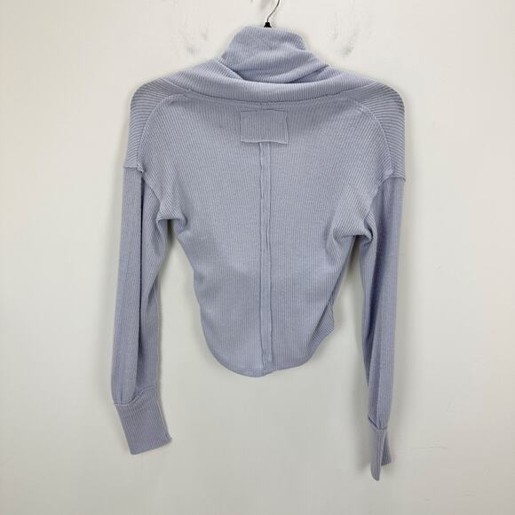 Free People Hold Me Close Wrap Top Long Sleeve Ribbed Balletcore Pilates XS NWT - Picture 8 of 11